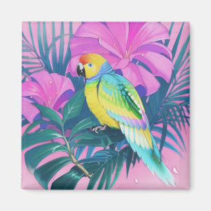 Aimant Floral/hawaïen/tropical/perroquet
