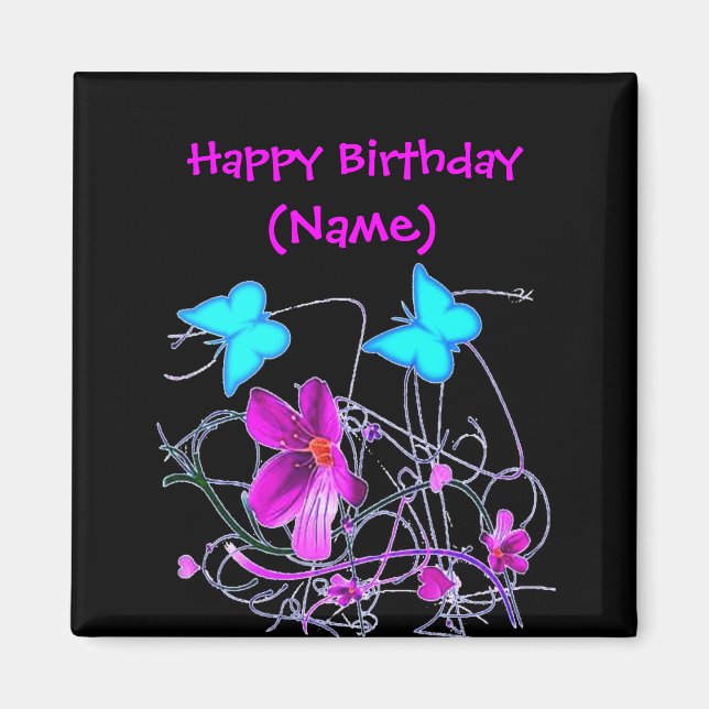 Aimant Floral Joyeux Anniversaire (Devant)