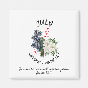 Aimant Floral JUILLET Mois de naissance Fleur Custom Chri