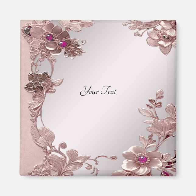 Aimant floral rose (Devant)