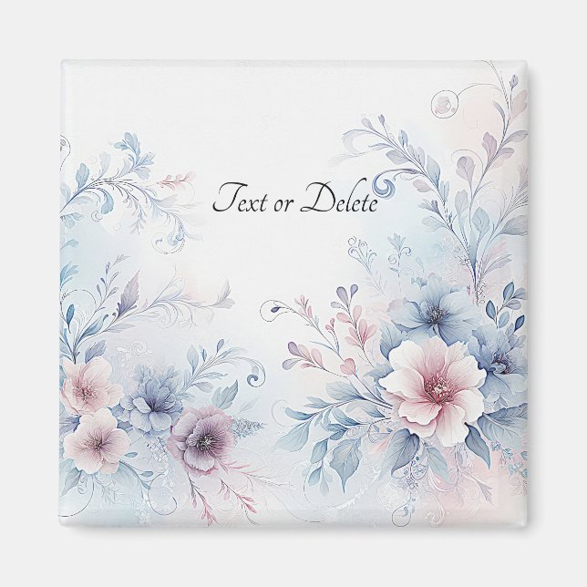 Aimant floral rose bleu aquarelle (Devant)