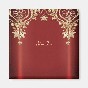 Aimant floral rouge or moderne