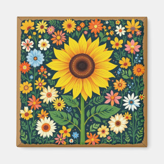aimant floral tournesol