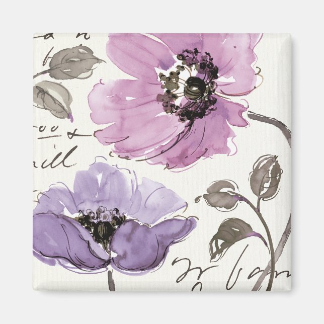 Aimant Floral Valse Plum Aquarelle Fleurs (Devant)