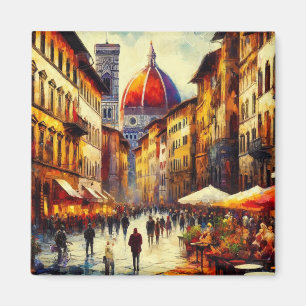 Aimant Florence, Italie Rue avec Duomo Peinture