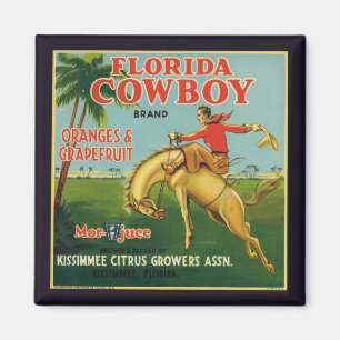 Aimant Florida Cowboy Marque Oranges et Étiquette de pamp