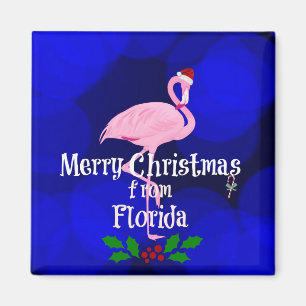 Aimant Florida Noël Salutations de Père Noël Flamant rose