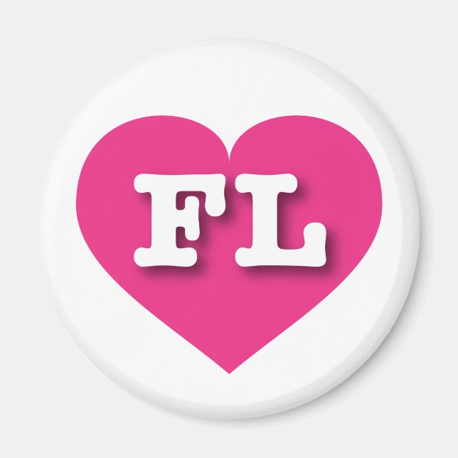 Aimant Floride Hot PInk Heart - J'aime FL (Devant)