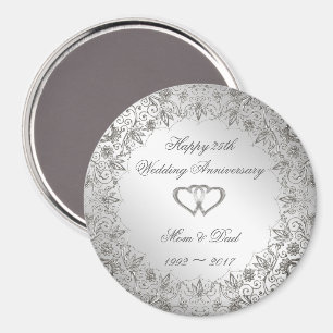 Aimant Flourish Silver 25e anniversaire Mariage