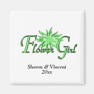 Aimant Flower Girl Green Bride et Groom Date