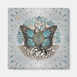 Aimant Flower of Life - Tree of life - Butterfly
