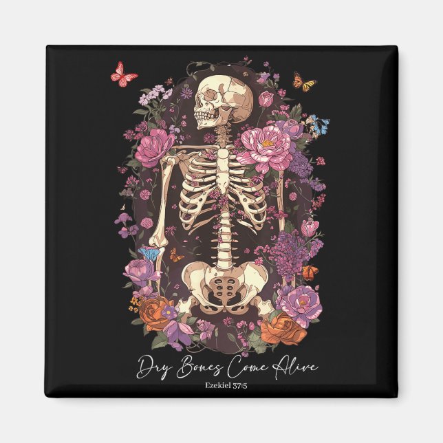 Aimant Flower Skeleton Dry Bones Come Alive, Retro Enchan (Devant)