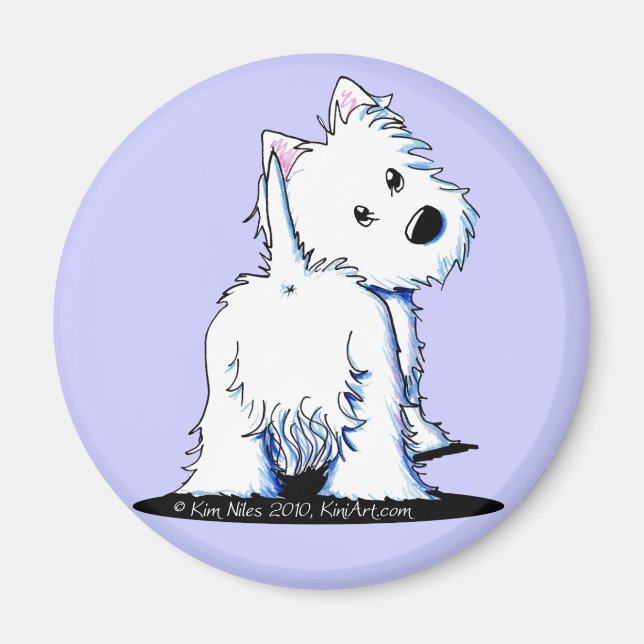 Aimant Fluffy Butt Westie (Devant)
