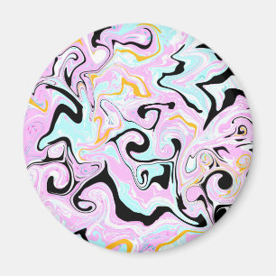 Aimant Fluid Art Cotton Bonbon rose, Turquoise, noir et o