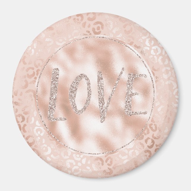Aimant Flush Peach Empreinte de léopard Parties scintilla (Devant)