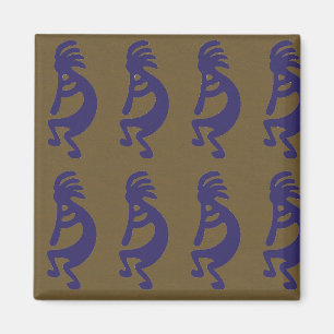 Aimant Flûte Jouer Kokopelli Figure - Bleu sur Vert