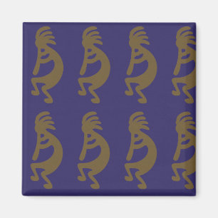 Aimant Flûte Jouer Kokopelli Figure - Vert sur Bleu