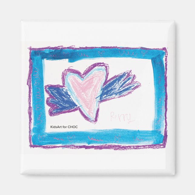Aimant Flying Heart - Kids Art for CHOC (Devant)