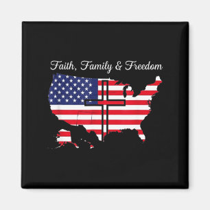 Aimant Foi famille liberté drapeau États-Unis 4 juillet