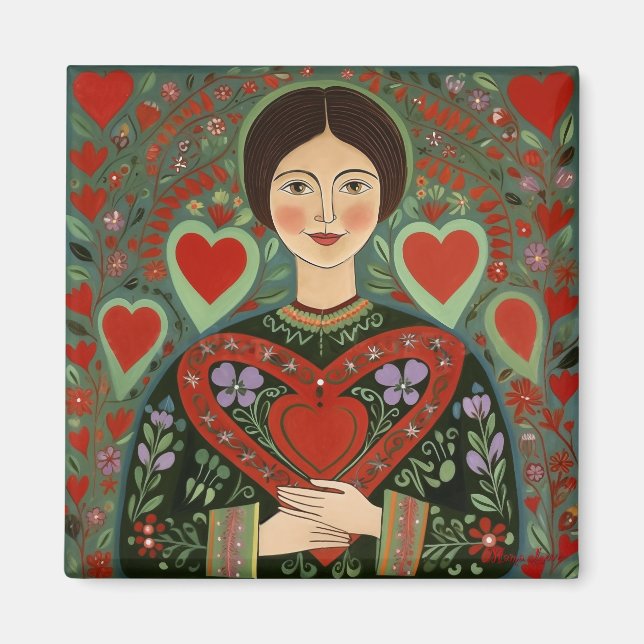 Aimant Folk à coeur ouvert (Devant)