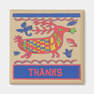 Aimant Folk Art Deer, Merci, modifier le texte