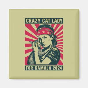 Aimant Folle Dame aux Chats Pour Kamala 2024 