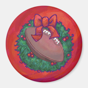 Aimant Football de couronne de Noël en rouge