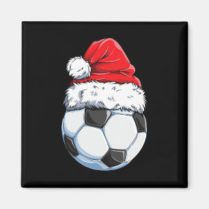Aimant Football de Noël Ll Chapeau de Père Noël Drôle de 