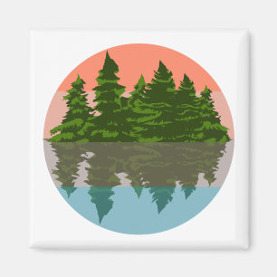 Aimant Forêt Coucher Nature Pins Arbres
