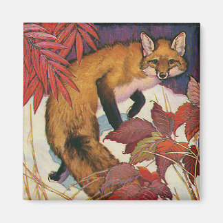 Aimant Forêt vintage Créatures Red Fox Wild Animal