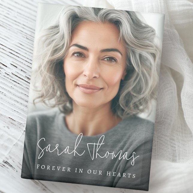 Aimant Forever in our hearts modern script name memorial (Forever in our hearts modern script name memorial magnet)