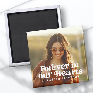 Aimant Forever in our Hearts Simple Photo personnalisée M