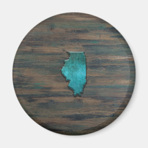 Aimant Forme d'état de l'Illinois Turquoise