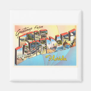 Aimant Fort Lauderdale Floride FL Vintage voyage Souvenir