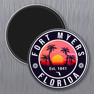 Aimant Fort Myers Beach Retro - Floride Retro Souvenir