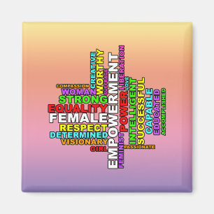 Aimant Forte femme Word Cloud