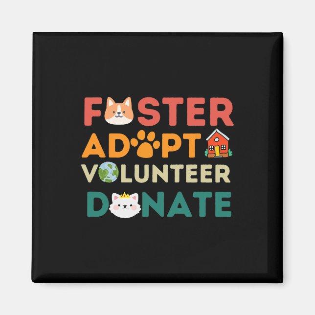 Aimant Foster Adopter Bénévole Faire Don Animal Rescue Sh (Devant)
