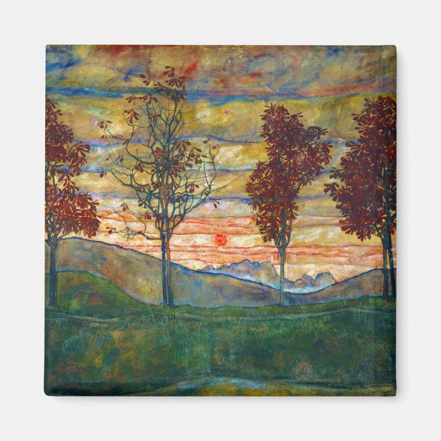 Aimant Four Trees (Landscape Art) (par Egon Schiele) (Devant)