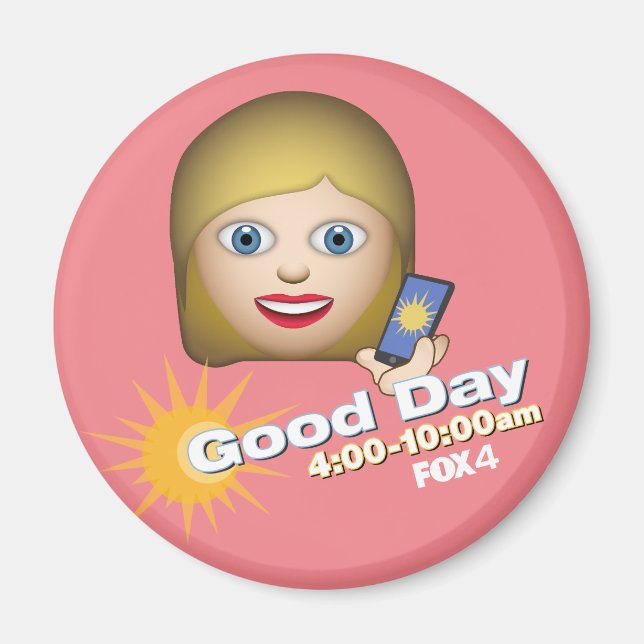 AIMANT FOX 4 BONNE JOURNÉE ÉMOJI LAUREN REFRIGÉRATEUR MAG (Devant)