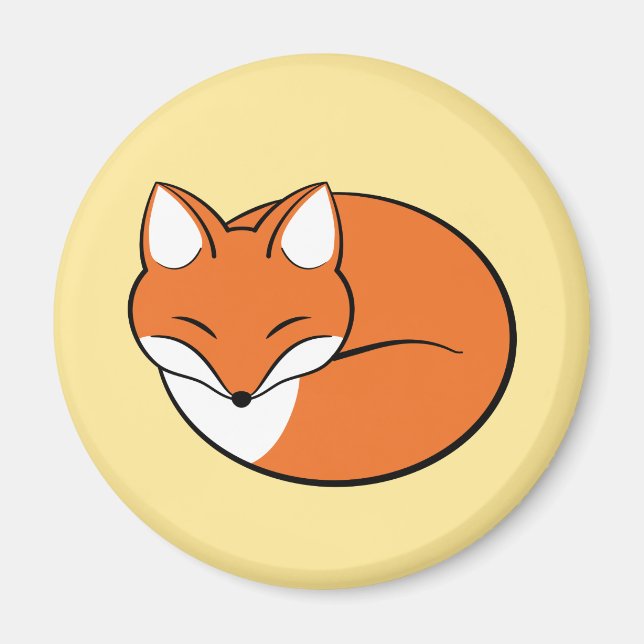 Aimant Fox de bande dessinée de sommeil sur le jaune (Devant)