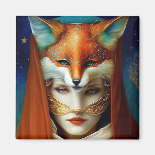 Aimant Fox Femme Surreal Imaginaire Art