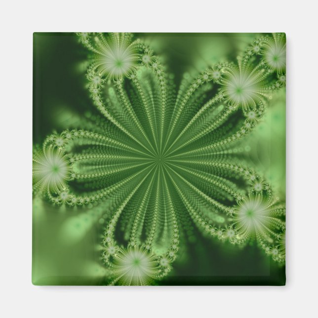 Aimant Fractal Fleur Vert (Devant)