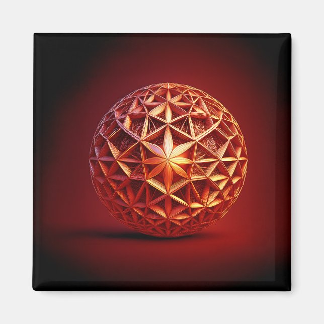 Aimant Fractale de gasket Sierpinski rouge (Devant)
