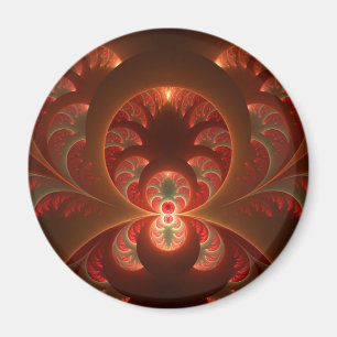 Aimant Fractale orange rouge moderne abstraite lumineuse