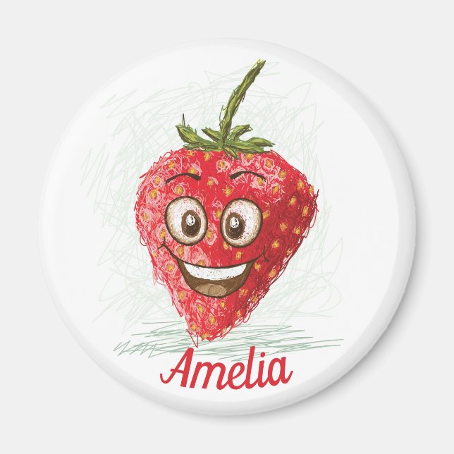 Aimant Fraise drôle personnalisé mignon frigo (Devant)