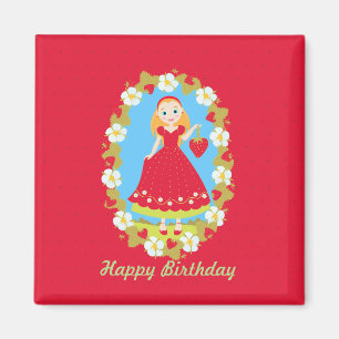 Aimant Fraise Fête d'anniversaire fille