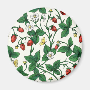 Aimant Fraises sauvages rouge/jaune/vert/blanc cassé
