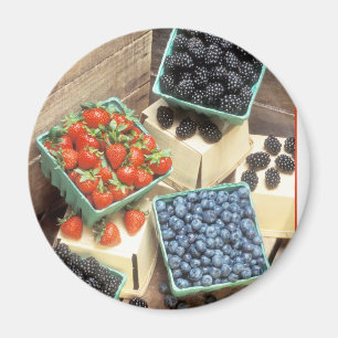 Aimant Framboises fraîches cuites Bleuets