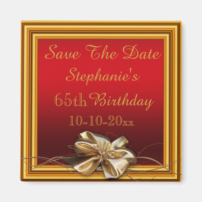 Aimant Frame Or glamour & Faux Bow 65e anniversaire (Devant)