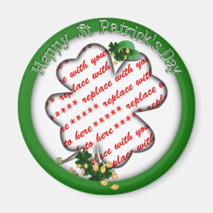Aimant Frame photo Shamrock blanc de la Saint Patrick